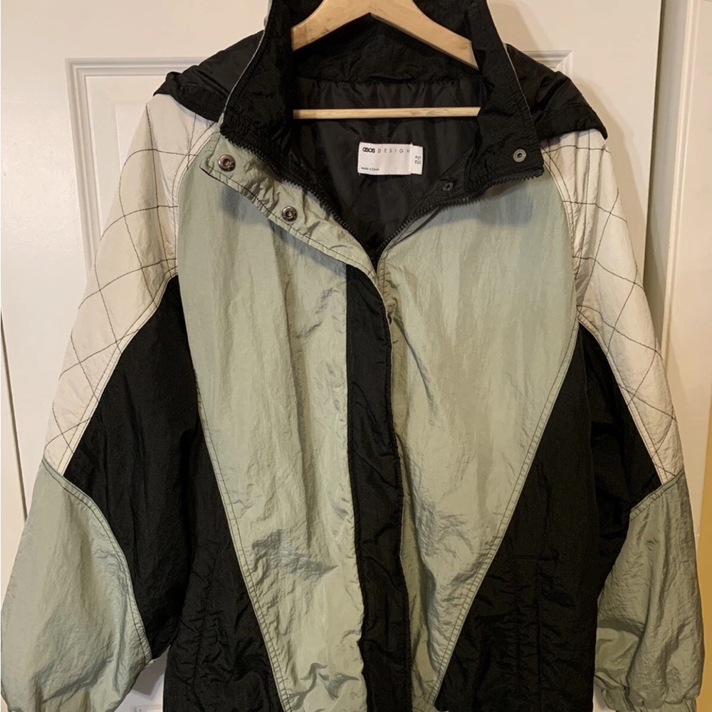 ASOS design womens sz 14 green Black and white Colorblock Jacket